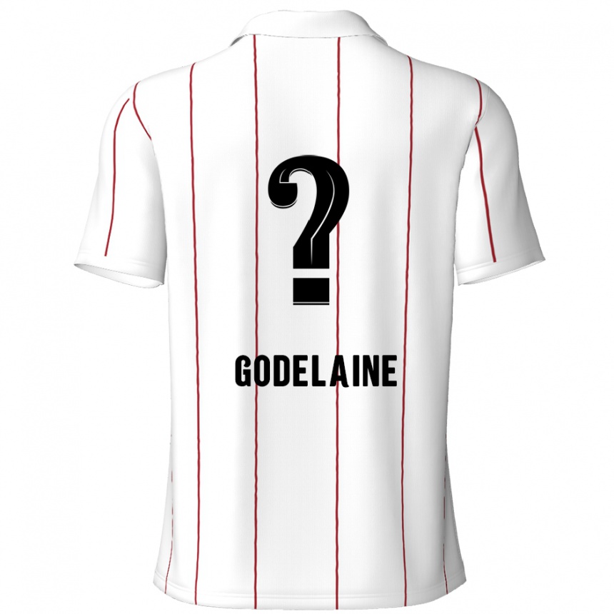 Hombre Fútbol Camiseta Jeff Godelaine #0 Blanco Negro 2ª Equipación 2024/25