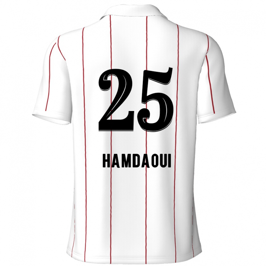 Hombre Fútbol Camiseta Youssef Hamdaoui #25 Blanco Negro 2ª Equipación 2024/25