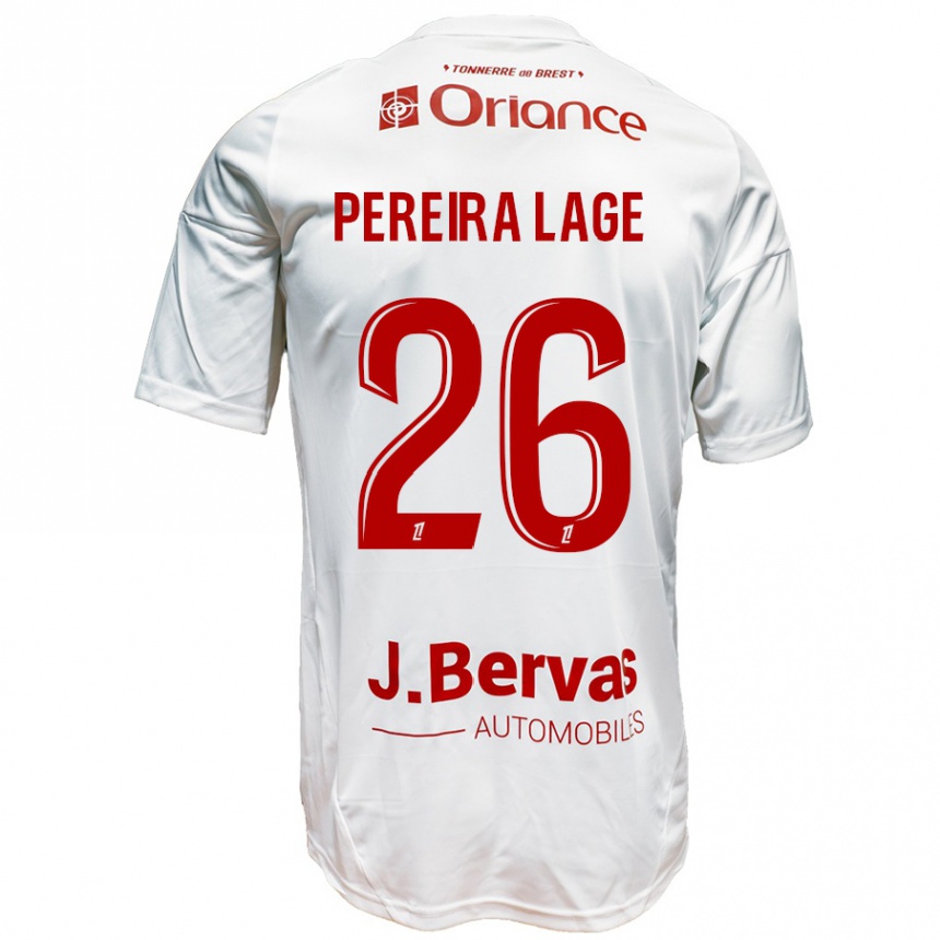 Hombre Fútbol Camiseta Mathias Pereira Lage #26 Blanco Rojo 2ª Equipación 2024/25