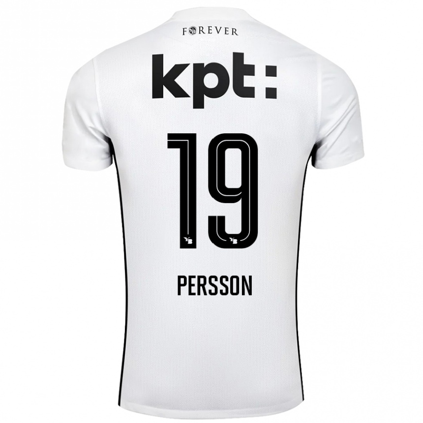 Hombre Fútbol Camiseta Noah Persson #19 Blanco Negro 2ª Equipación 2024/25