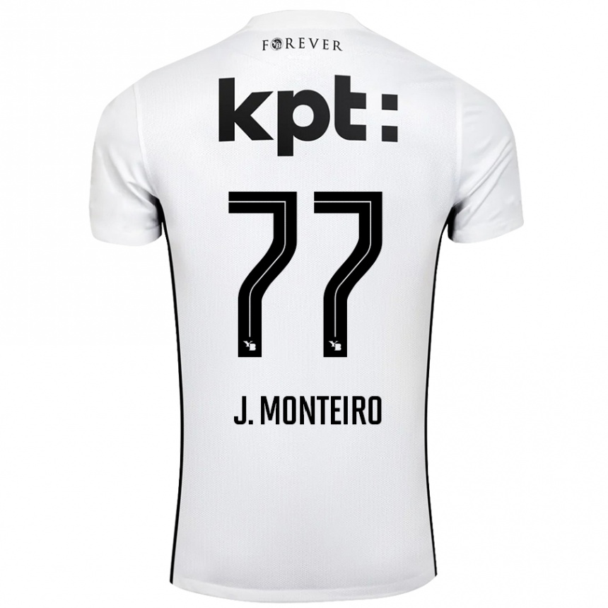 Hombre Fútbol Camiseta Joël Monteiro #77 Blanco Negro 2ª Equipación 2024/25