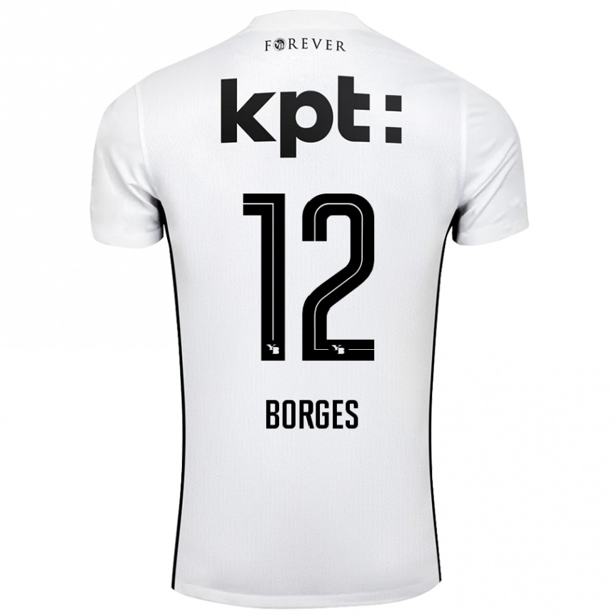 Hombre Fútbol Camiseta David Borges #12 Blanco Negro 2ª Equipación 2024/25