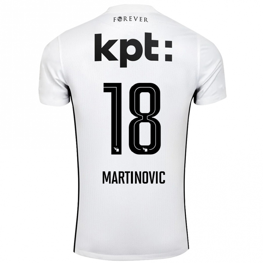 Hombre Fútbol Camiseta Denis Martinovic #18 Blanco Negro 2ª Equipación 2024/25