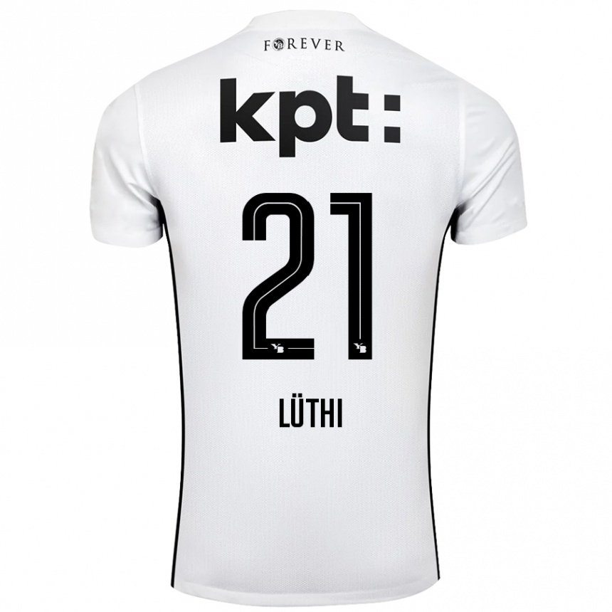 Hombre Fútbol Camiseta Janis Lüthi #21 Blanco Negro 2ª Equipación 2024/25