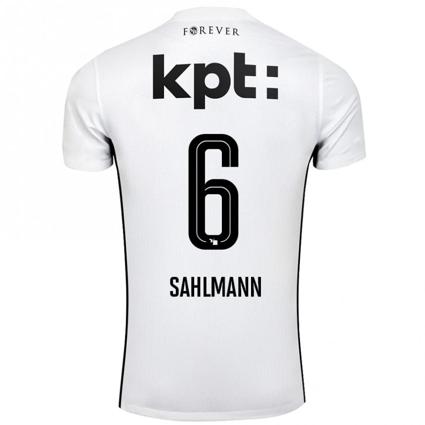 Hombre Fútbol Camiseta Henrike Sahlmann #6 Blanco Negro 2ª Equipación 2024/25