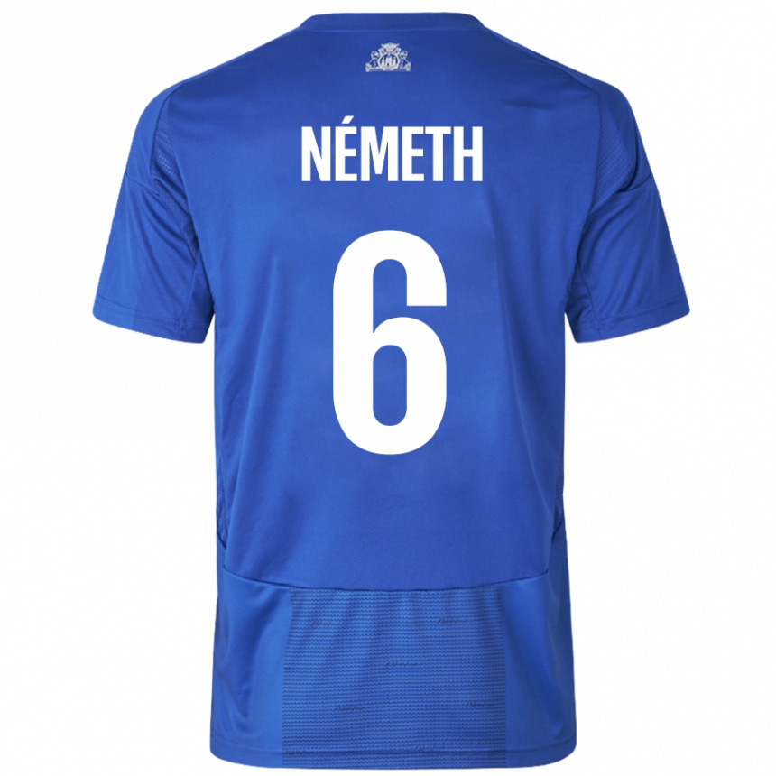 Hombre Fútbol Camiseta Hunor Németh #6 Blanco Azul 2ª Equipación 2024/25