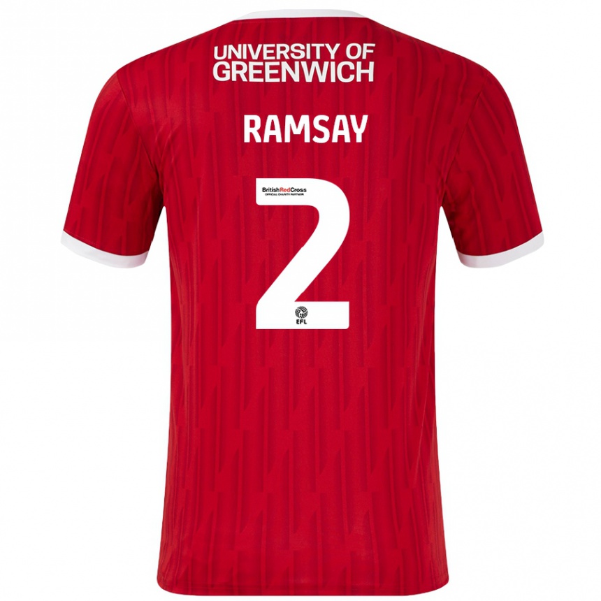 Mujer Fútbol Camiseta Kayne Ramsay #2 Rojo Blanco 1ª Equipación 2024/25