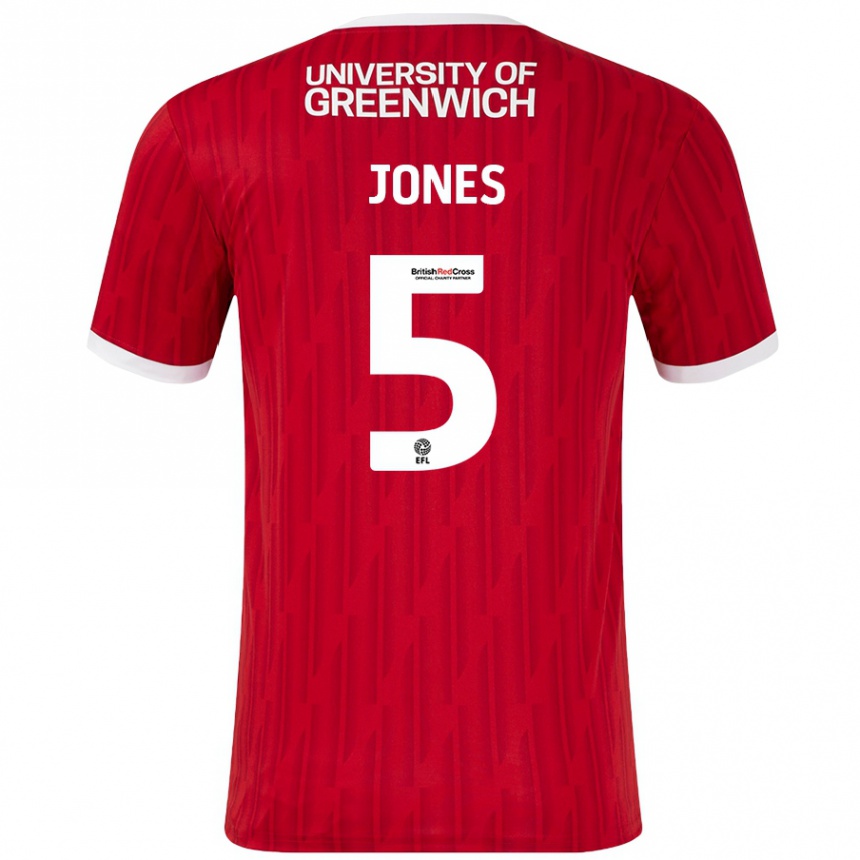 Mujer Fútbol Camiseta Lloyd Jones #5 Rojo Blanco 1ª Equipación 2024/25