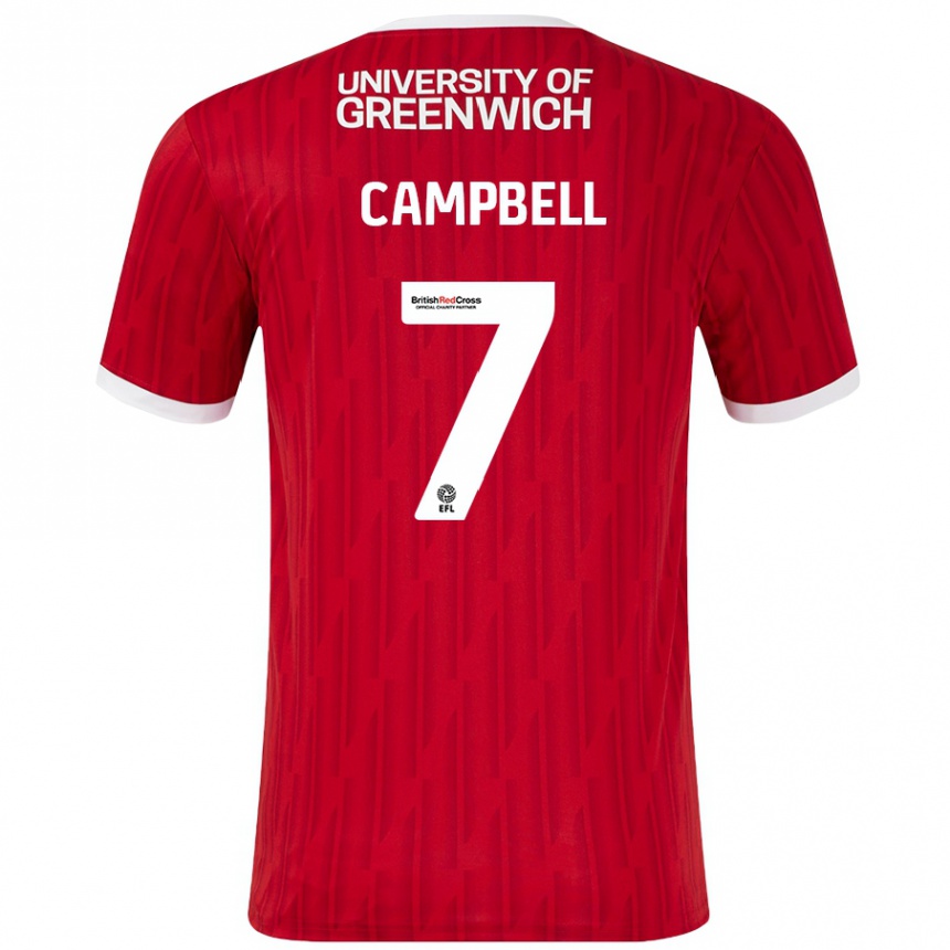 Mujer Fútbol Camiseta Tyreece Campbell #7 Rojo Blanco 1ª Equipación 2024/25