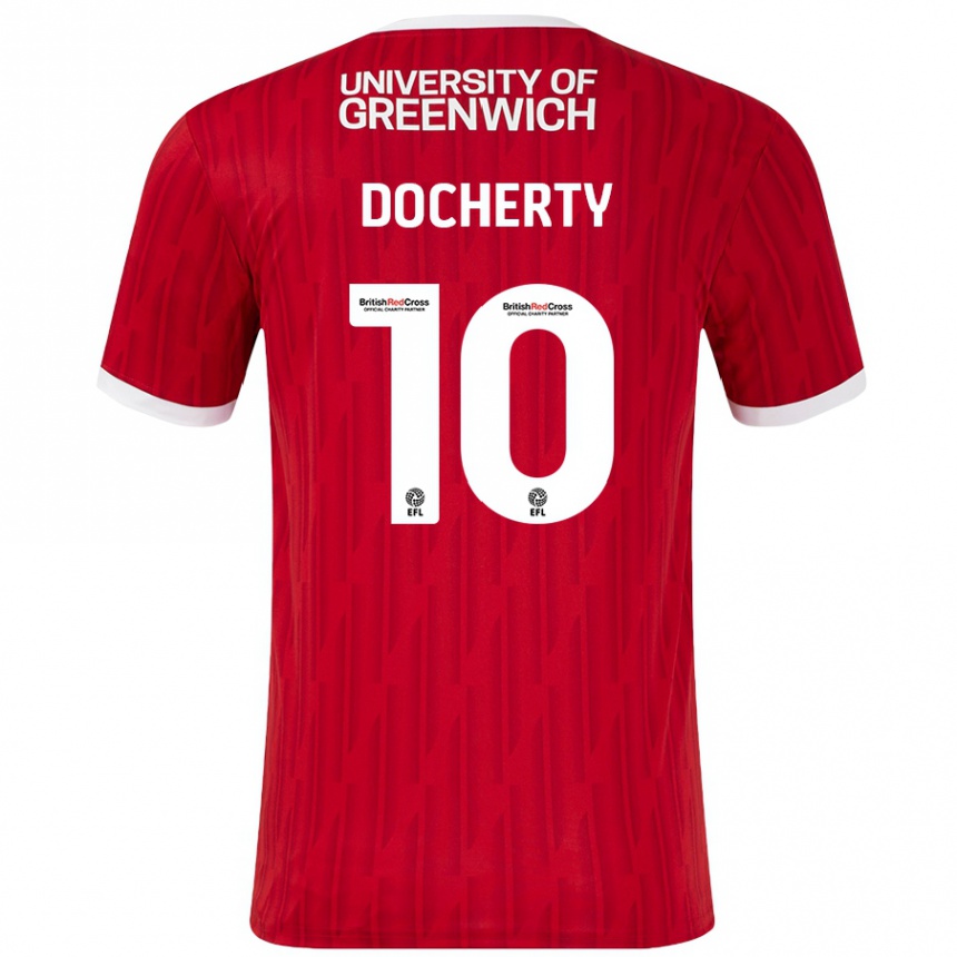 Mujer Fútbol Camiseta Greg Docherty #10 Rojo Blanco 1ª Equipación 2024/25