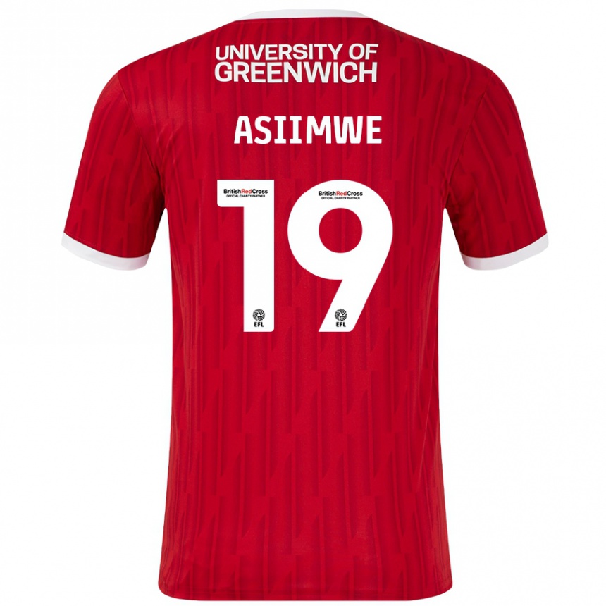 Mujer Fútbol Camiseta Nathan Asiimwe #19 Rojo Blanco 1ª Equipación 2024/25