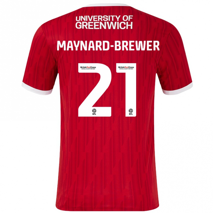 Mujer Fútbol Camiseta Ashley Maynard-Brewer #21 Rojo Blanco 1ª Equipación 2024/25