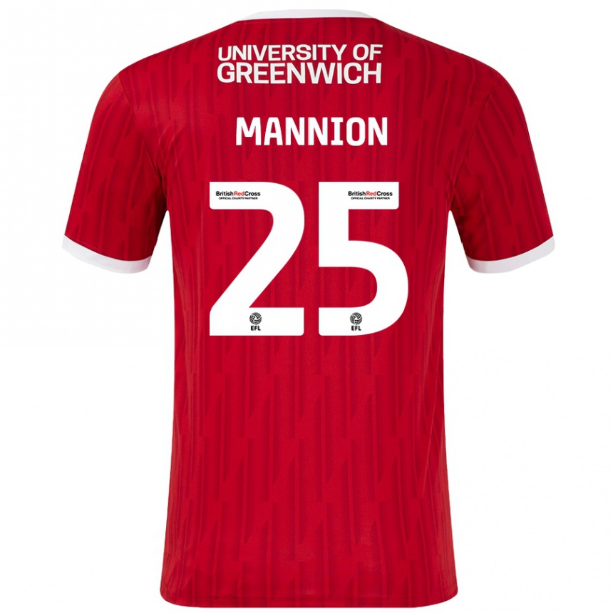 Mujer Fútbol Camiseta Will Mannion #25 Rojo Blanco 1ª Equipación 2024/25