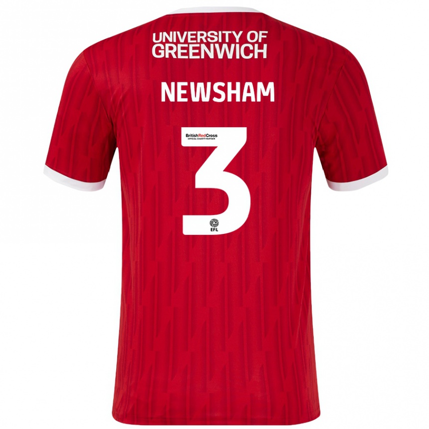 Mujer Fútbol Camiseta Charlotte Newsham #3 Rojo Blanco 1ª Equipación 2024/25