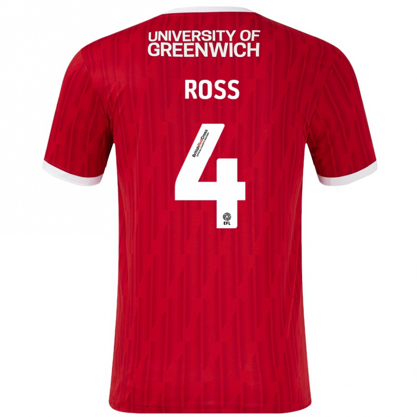 Mujer Fútbol Camiseta Mia Ross #4 Rojo Blanco 1ª Equipación 2024/25