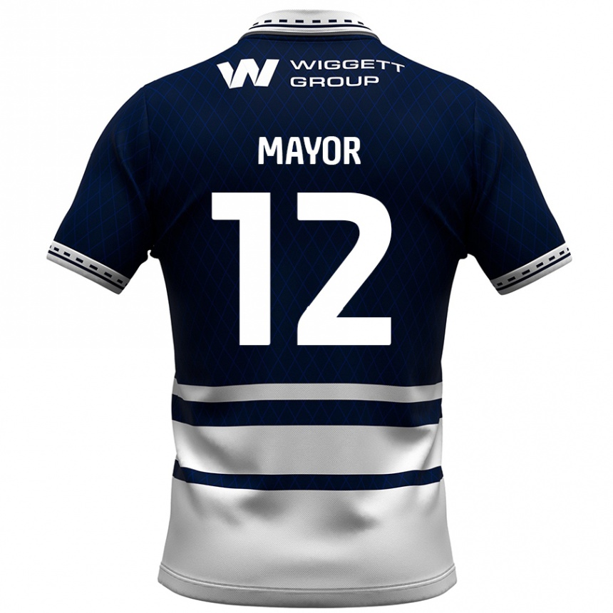 Mujer Fútbol Camiseta Adam Mayor #12 Azul Marino Blanco 1ª Equipación 2024/25