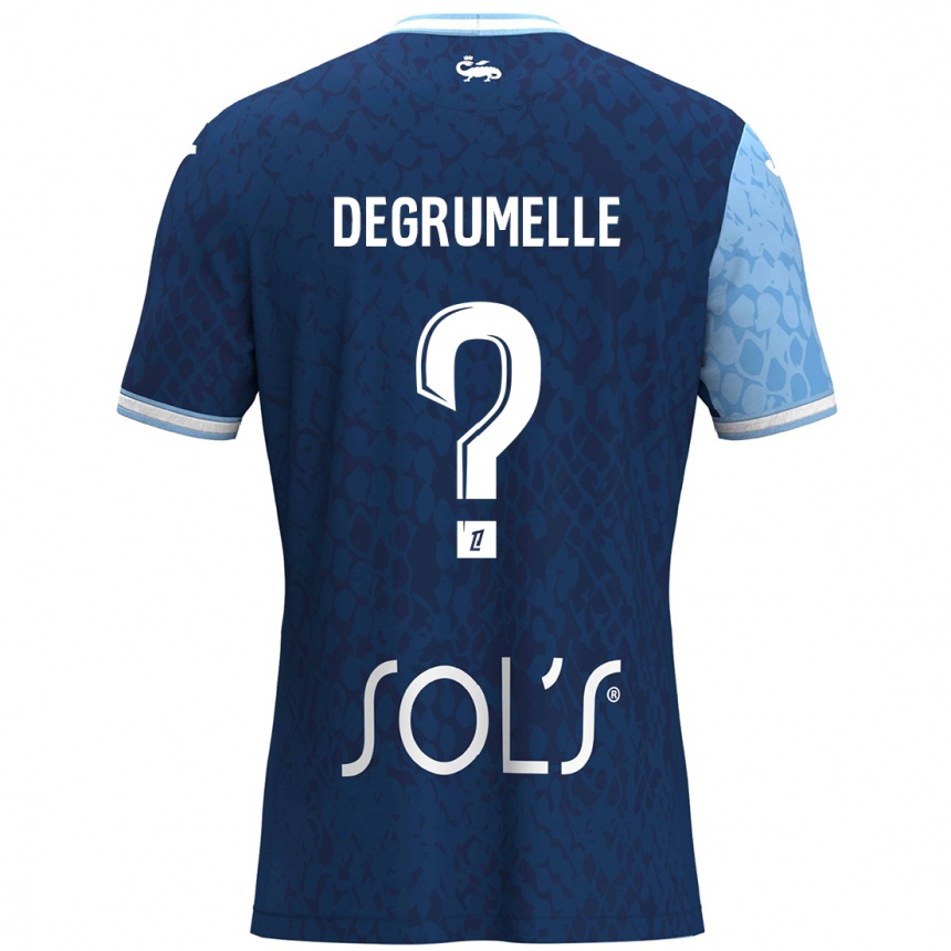 Mujer Fútbol Camiseta Matéo Degrumelle #0 Azul Cielo Azul Oscuro 1ª Equipación 2024/25