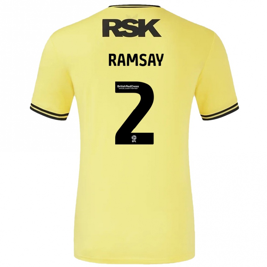 Mujer Fútbol Camiseta Kayne Ramsay #2 Amarillo Negro 2ª Equipación 2024/25