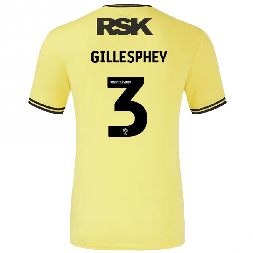 Mujer Fútbol Camiseta Macaulay Gillesphey #3 Amarillo Negro 2ª Equipación 2024/25