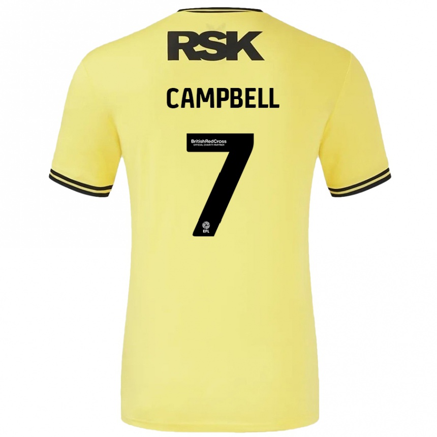 Mujer Fútbol Camiseta Tyreece Campbell #7 Amarillo Negro 2ª Equipación 2024/25