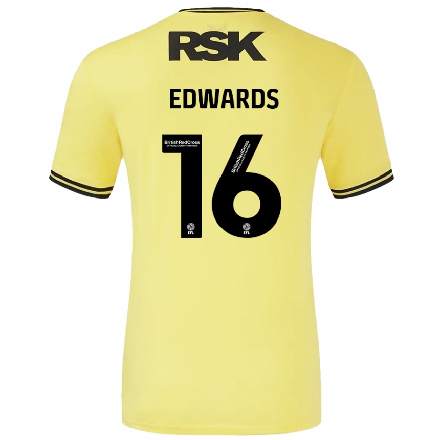 Mujer Fútbol Camiseta Josh Edwards #16 Amarillo Negro 2ª Equipación 2024/25