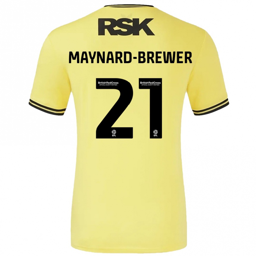 Mujer Fútbol Camiseta Ashley Maynard-Brewer #21 Amarillo Negro 2ª Equipación 2024/25