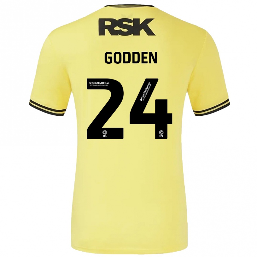 Mujer Fútbol Camiseta Matt Godden #24 Amarillo Negro 2ª Equipación 2024/25