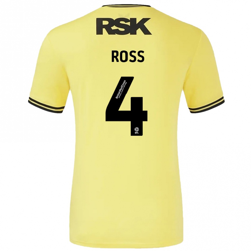 Mujer Fútbol Camiseta Mia Ross #4 Amarillo Negro 2ª Equipación 2024/25