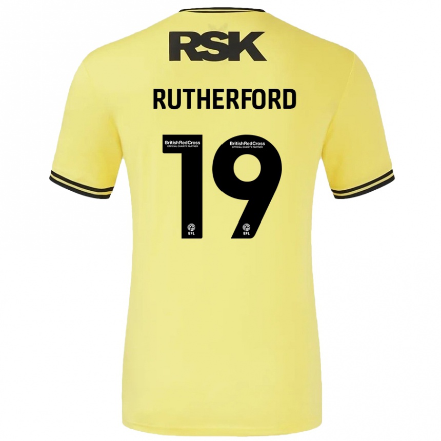 Mujer Fútbol Camiseta Ella Rutherford #19 Amarillo Negro 2ª Equipación 2024/25