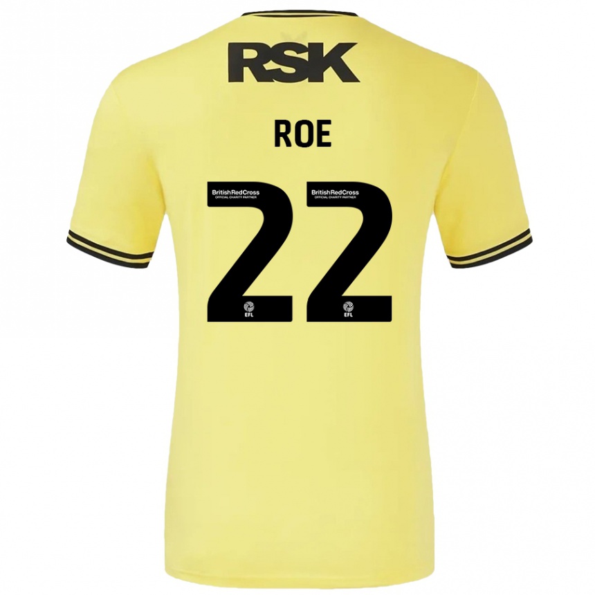 Mujer Fútbol Camiseta Bethan Roe #22 Amarillo Negro 2ª Equipación 2024/25