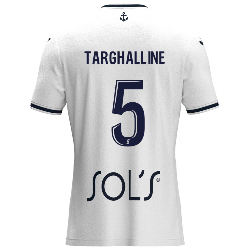 Mujer Fútbol Camiseta Oussama Targhalline #5 Blanco Azul Oscuro 2ª Equipación 2024/25