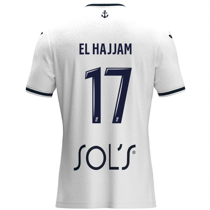 Mujer Fútbol Camiseta Oualid El Hajjam #17 Blanco Azul Oscuro 2ª Equipación 2024/25