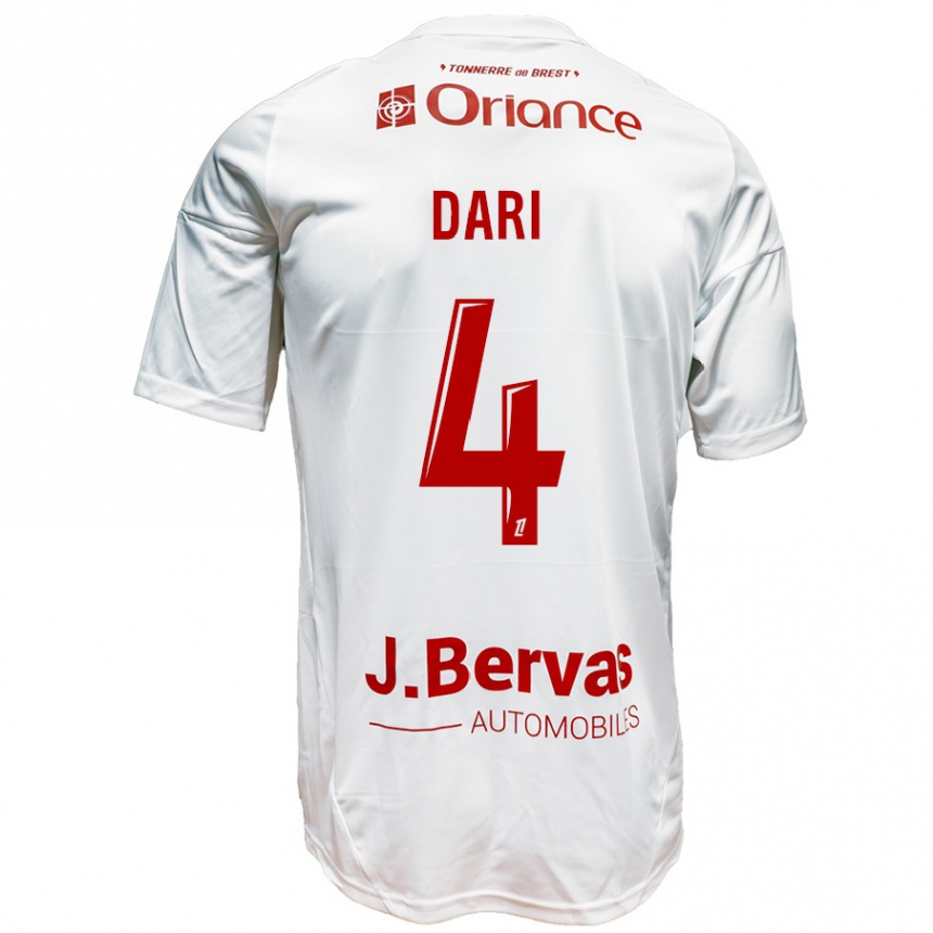 Mujer Fútbol Camiseta Achraf Dari #4 Blanco Rojo 2ª Equipación 2024/25