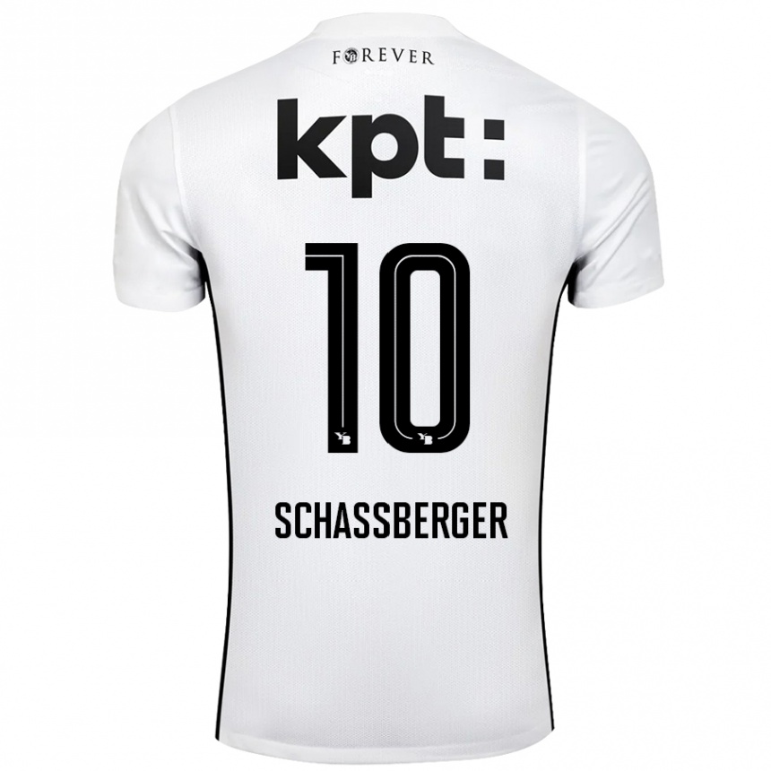 Mujer Fútbol Camiseta Julia Schassberger #10 Blanco Negro 2ª Equipación 2024/25