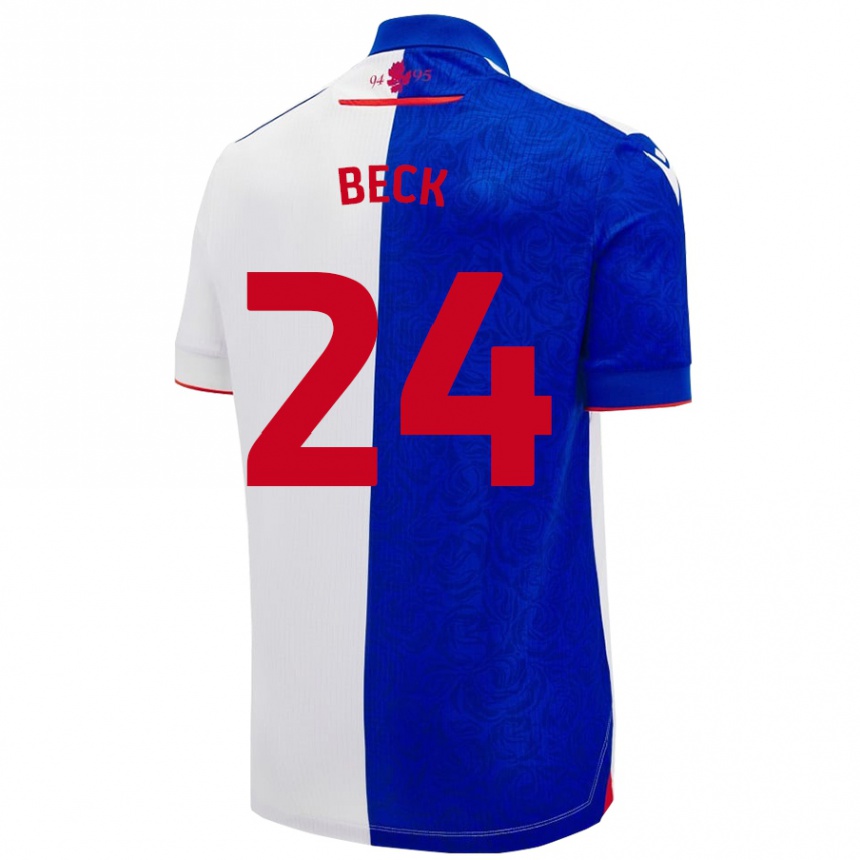 Niño Fútbol Camiseta Owen Beck #24 Azul Cielo Blanco 1ª Equipación 2024/25