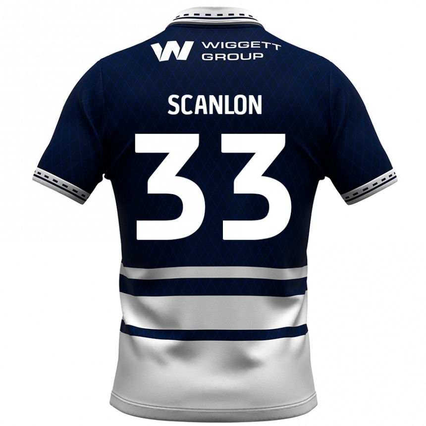 Niño Fútbol Camiseta Calum Scanlon #33 Azul Marino Blanco 1ª Equipación 2024/25