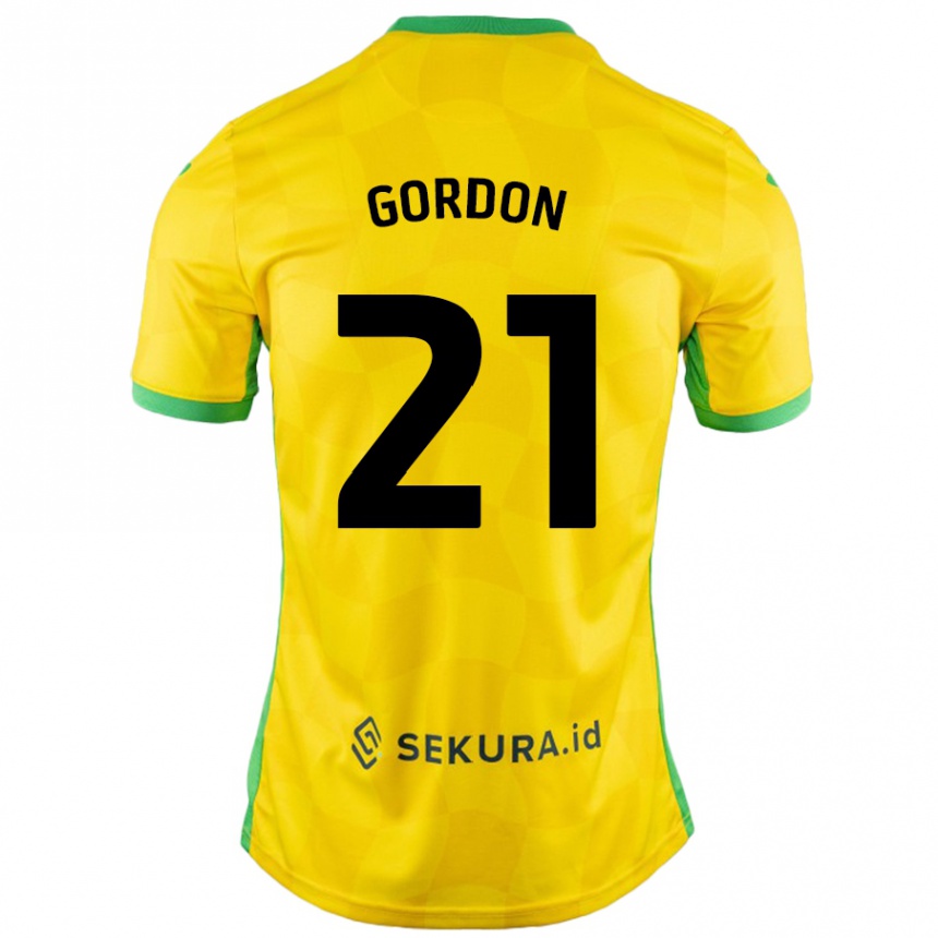 Niño Fútbol Camiseta Kaide Gordon #21 Amarillo Verde 1ª Equipación 2024/25