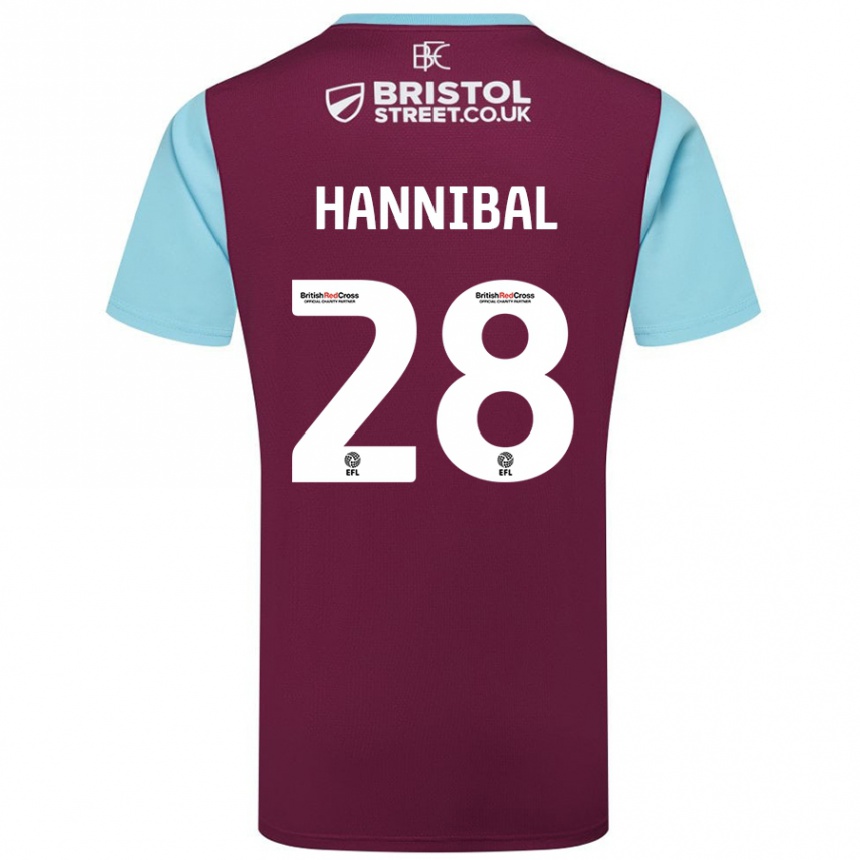 Niño Fútbol Camiseta Hannibal Mejbri #28 Borgoña Azul Cielo 1ª Equipación 2024/25