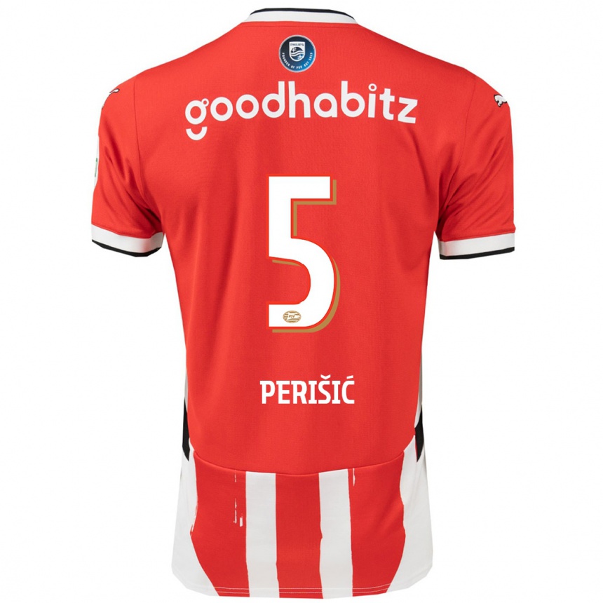 Niño Fútbol Camiseta Ivan Perisic #5 Rojo Blanco 1ª Equipación 2024/25