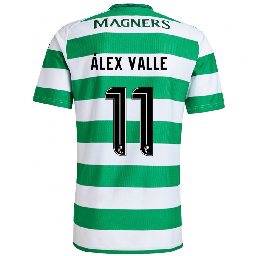 Niño Fútbol Camiseta Álex Valle #11 Verde Blanco 1ª Equipación 2024/25