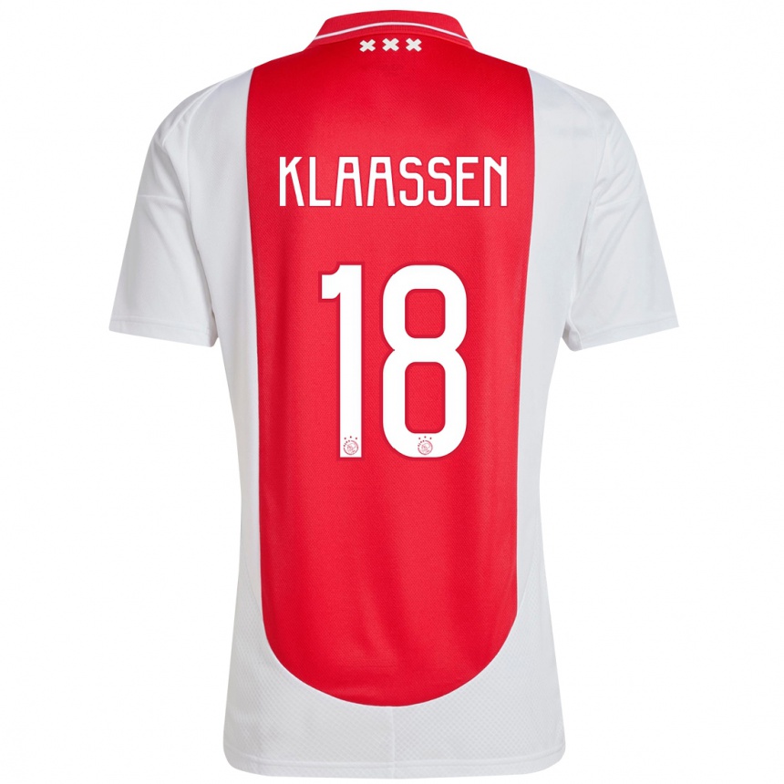 Niño Fútbol Camiseta Davy Klaassen #18 Rojo Blanco 1ª Equipación 2024/25