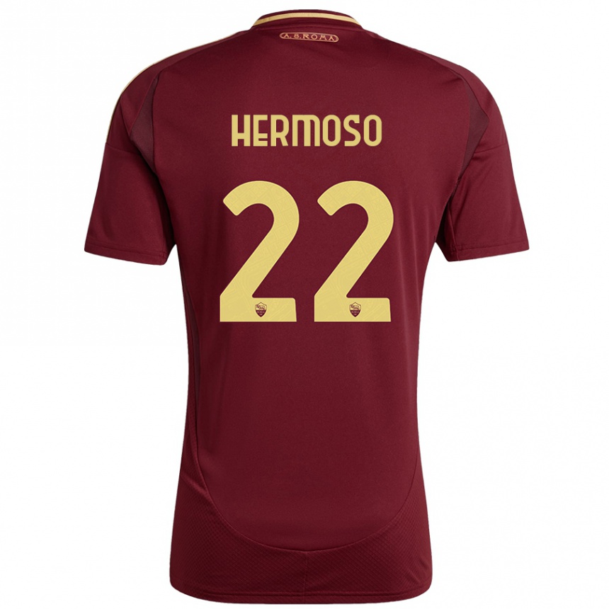 Niño Fútbol Camiseta Mario Hermoso #22 Rojo Marrón Dorado 1ª Equipación 2024/25