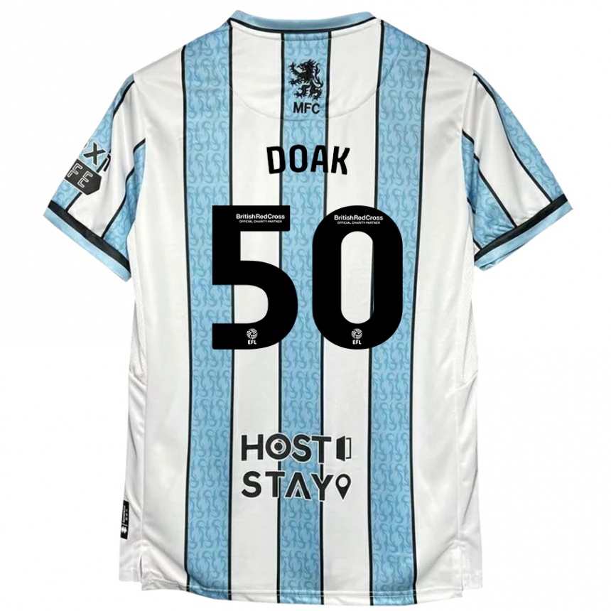 Niño Fútbol Camiseta Ben Doak #50 Blanco Azul 2ª Equipación 2024/25