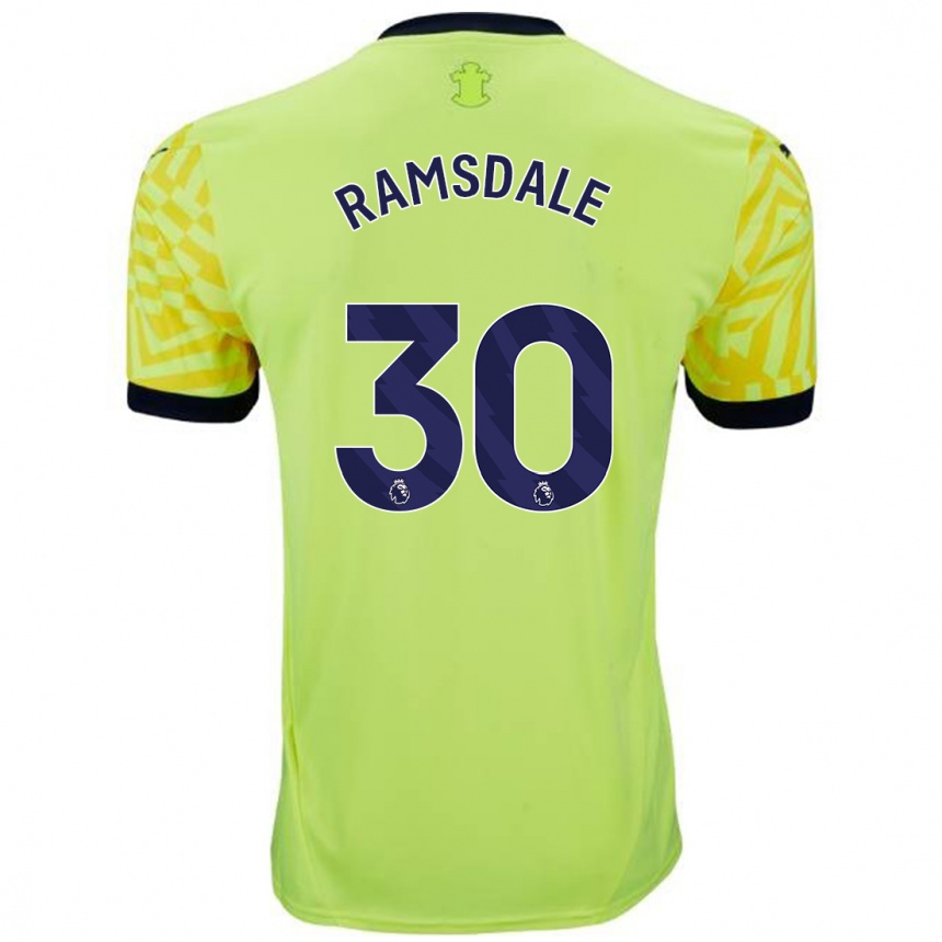 Niño Fútbol Camiseta Aaron Ramsdale #30 Amarillo 2ª Equipación 2024/25