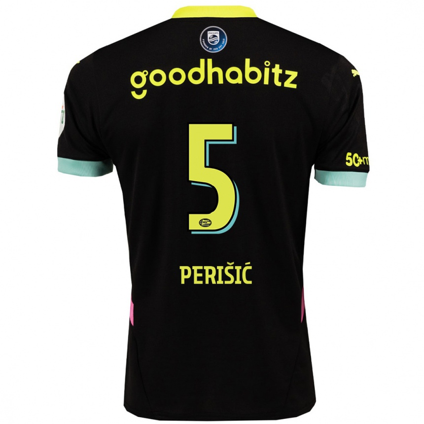 Niño Fútbol Camiseta Ivan Perisic #5 Negro Amarillo 2ª Equipación 2024/25