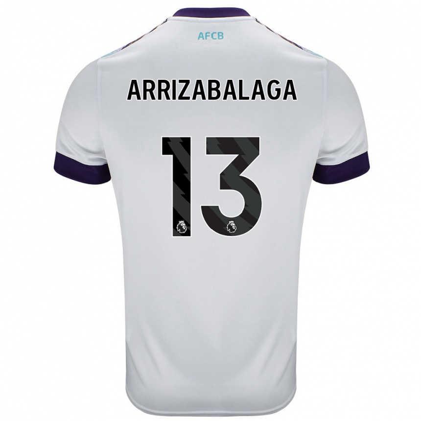 Niño Fútbol Camiseta Kepa Arrizabalaga #13 Blanco Verde Púrpura 2ª Equipación 2024/25