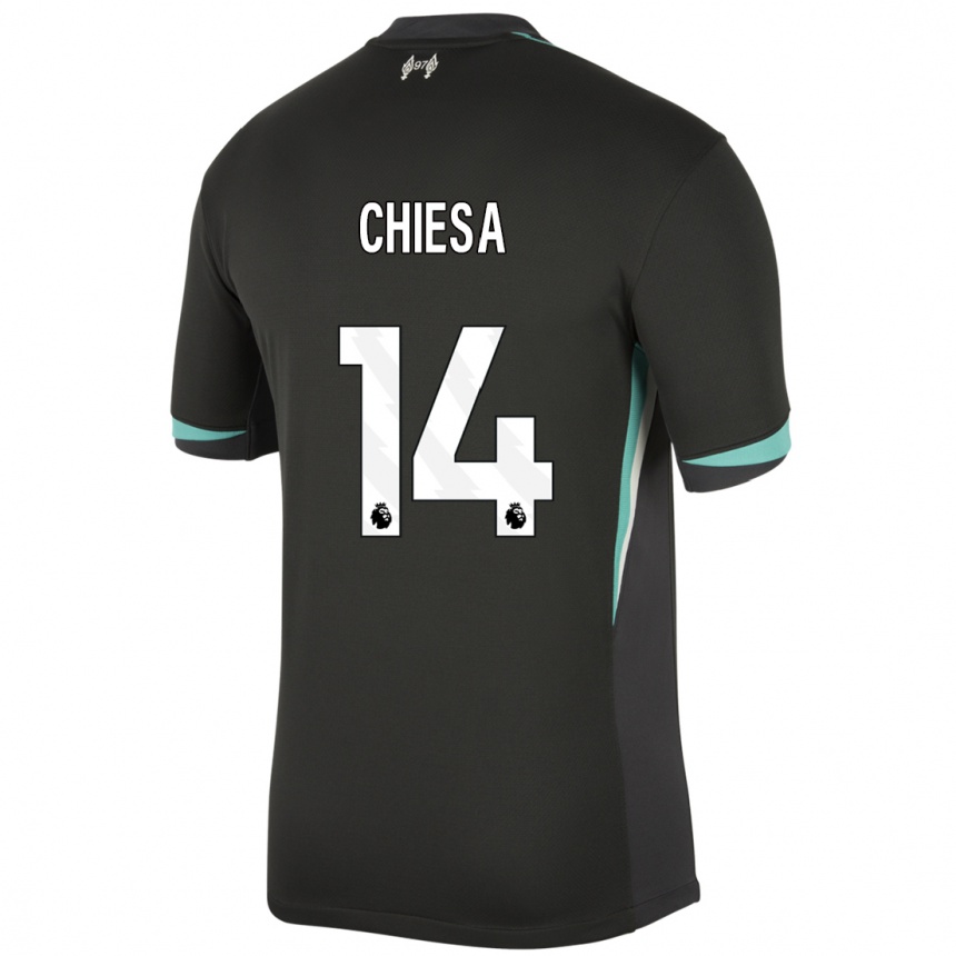 Niño Fútbol Camiseta Federico Chiesa #14 Negro Antracita Blanco 2ª Equipación 2024/25