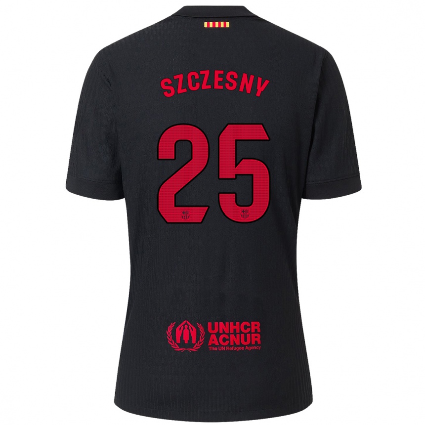 Niño Fútbol Camiseta Wojciech Szczesny #25 Negro Rojo 2ª Equipación 2024/25