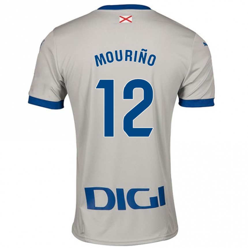 Niño Fútbol Camiseta Santiago Mouriño #12 Gris Claro 2ª Equipación 2024/25