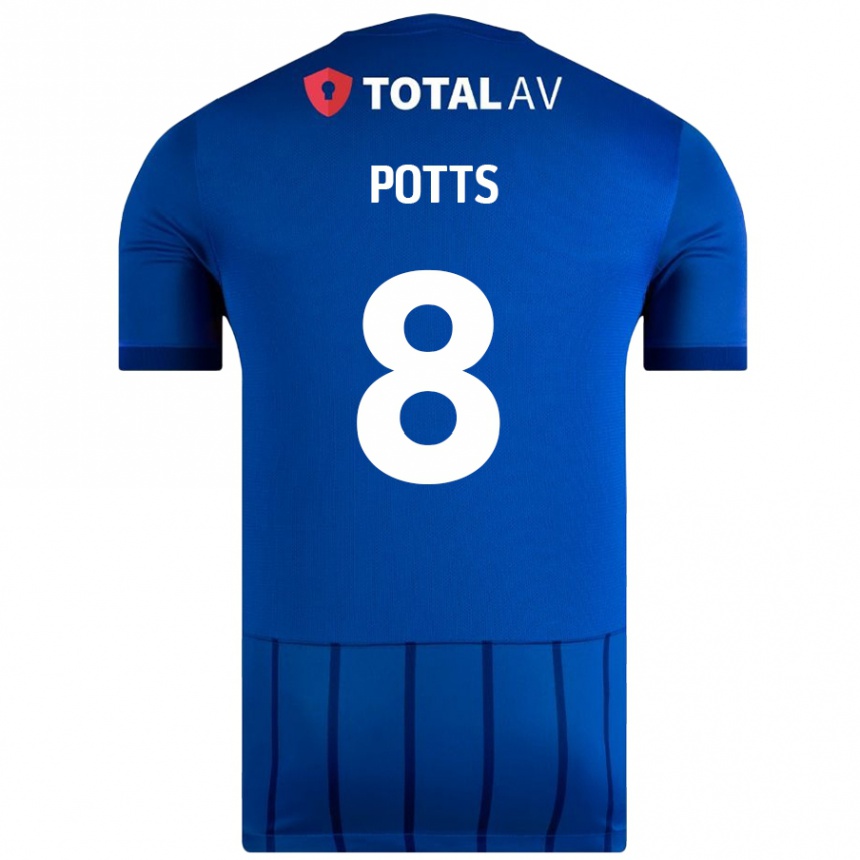 Niño Fútbol Camiseta Freddie Potts #8 Azul 1ª Equipación 2024/25